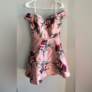 Pink Floral Off-Shoulders Dress
